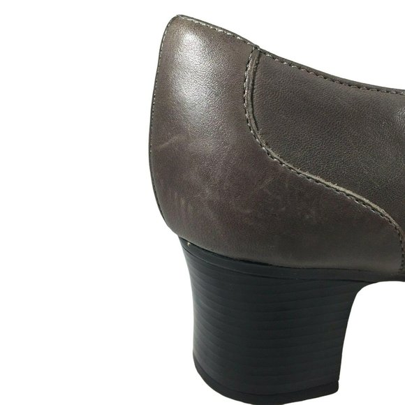 Clarks Booties Shoes 83681 Womens 10 M Heels Side Zipper Gray Brown Leather - Picture 12 of 12